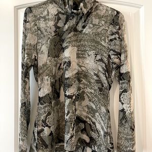 White House Black Market Long Sleeve Mock Neck Blouse